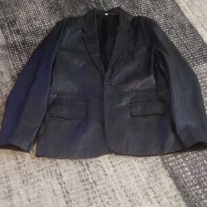 Men's Black Leather Blazer/Jacket
